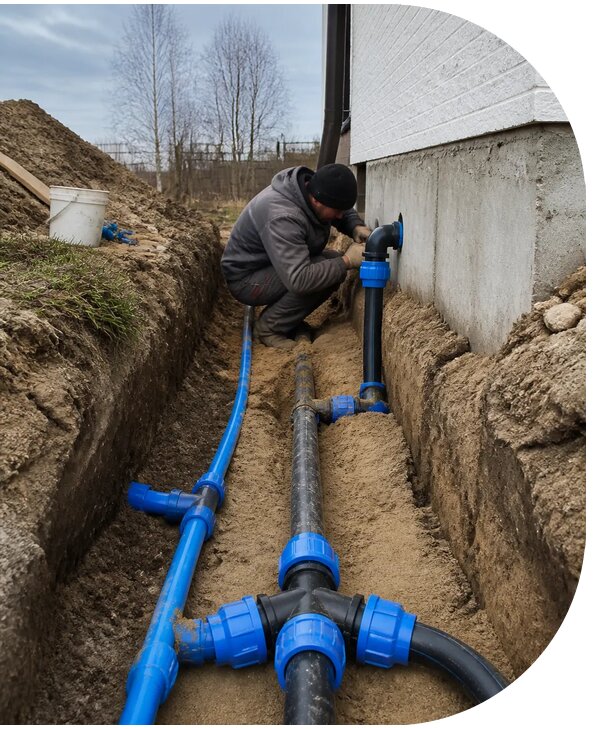Монтаж наружного водопровода на участке под ключ в Устях-Джегуте